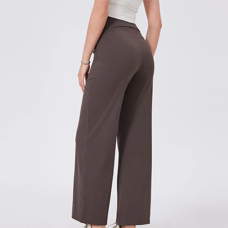 Olivenorma Vielseitige, gerade geschnittene Stretch-Yogahose mit mittlerer Taille