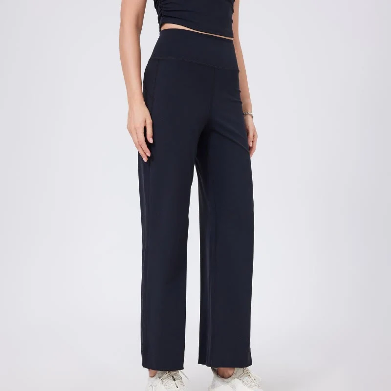 Olivenorma Vielseitige, gerade geschnittene Stretch-Yogahose mit mittlerer Taille