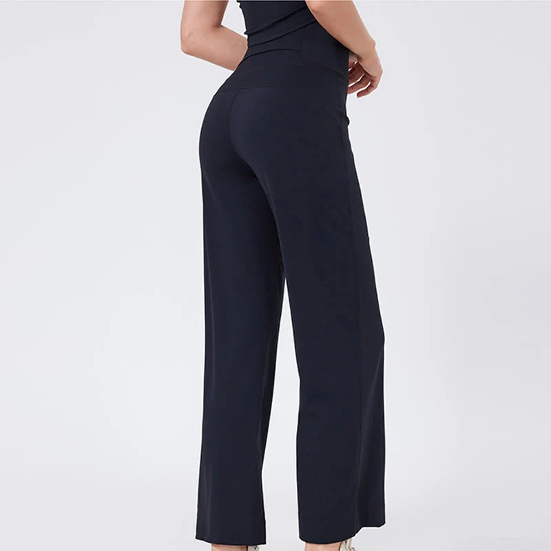Olivenorma Vielseitige, gerade geschnittene Stretch-Yogahose mit mittlerer Taille