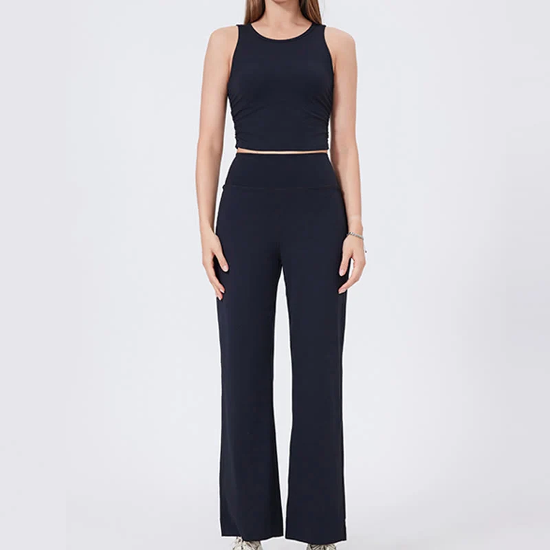 Olivenorma Vielseitige, gerade geschnittene Stretch-Yogahose mit mittlerer Taille