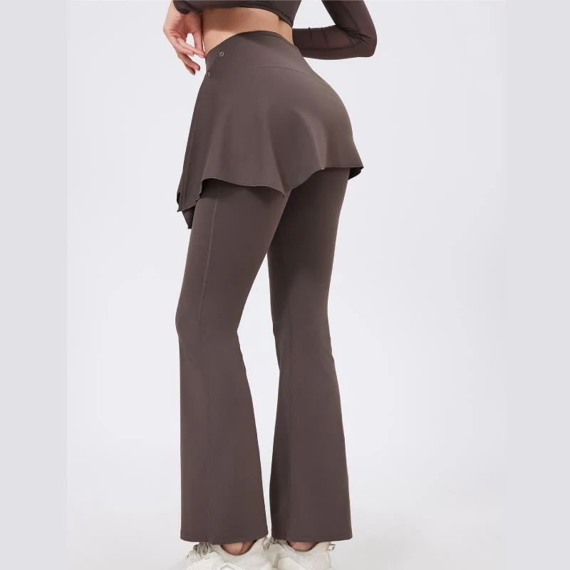 Olivenorma – Leggings mit weitem Bein und ausgestelltem Bein, 2-teiliges Set mit Hüftbedeckung und Yogahose