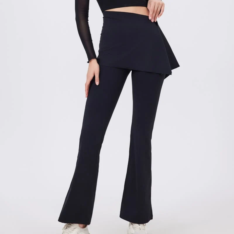 Olivenorma – Leggings mit weitem Bein und ausgestelltem Bein, 2-teiliges Set mit Hüftbedeckung und Yogahose