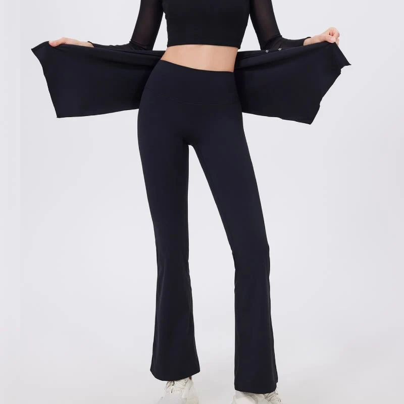 Olivenorma – Leggings mit weitem Bein und ausgestelltem Bein, 2-teiliges Set mit Hüftbedeckung und Yogahose
