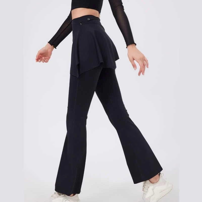 Olivenorma – Leggings mit weitem Bein und ausgestelltem Bein, 2-teiliges Set mit Hüftbedeckung und Yogahose