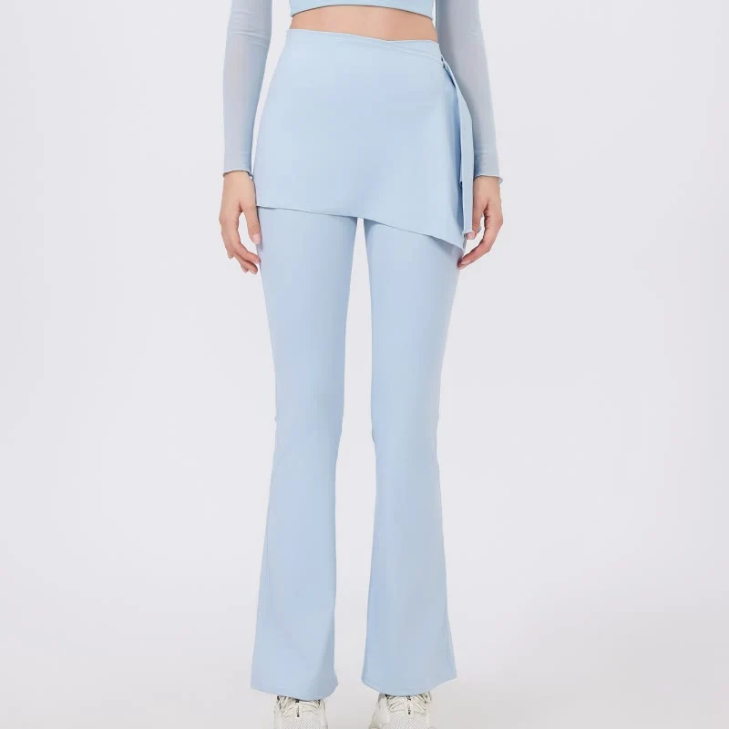 Olivenorma – Leggings mit weitem Bein und ausgestelltem Bein, 2-teiliges Set mit Hüftbedeckung und Yogahose