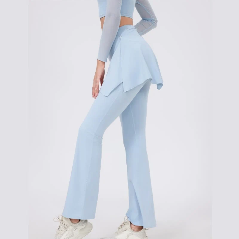Olivenorma – Leggings mit weitem Bein und ausgestelltem Bein, 2-teiliges Set mit Hüftbedeckung und Yogahose