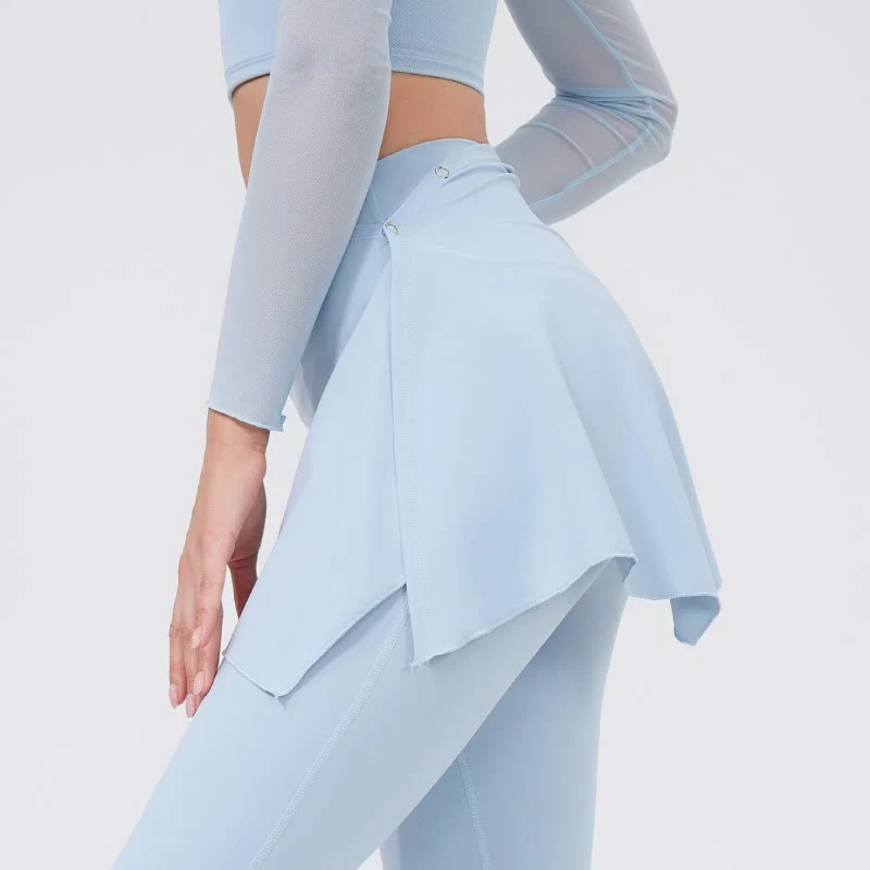 Olivenorma – Leggings mit weitem Bein und ausgestelltem Bein, 2-teiliges Set mit Hüftbedeckung und Yogahose