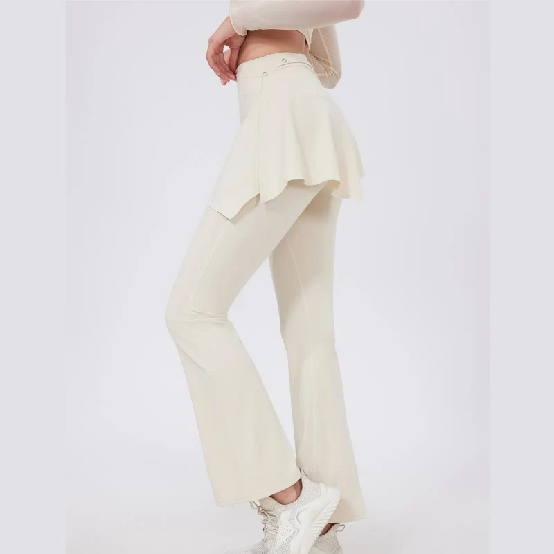 Olivenorma – Leggings mit weitem Bein und ausgestelltem Bein, 2-teiliges Set mit Hüftbedeckung und Yogahose