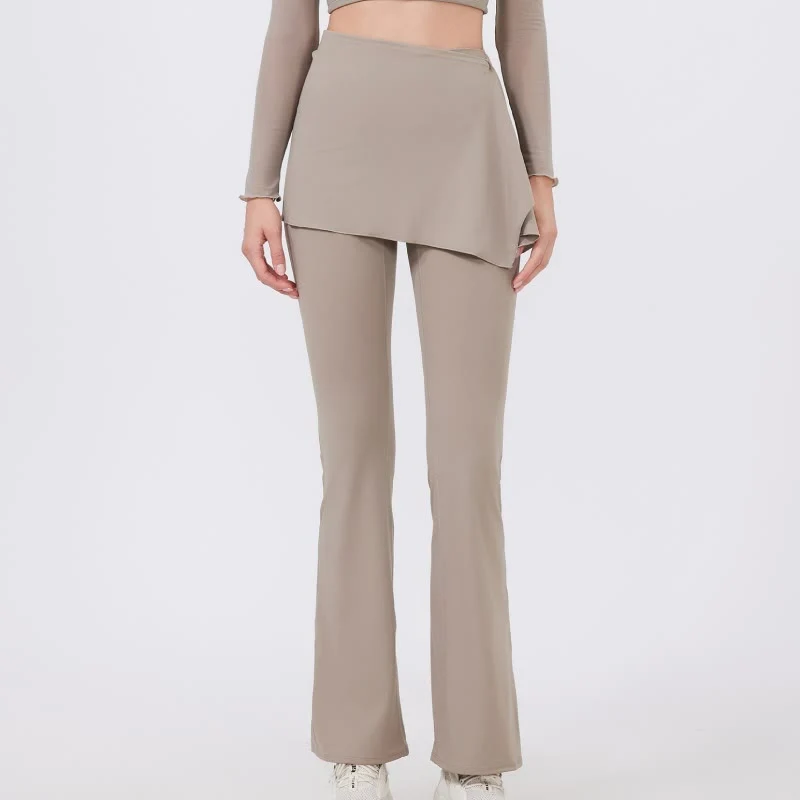 Olivenorma – Leggings mit weitem Bein und ausgestelltem Bein, 2-teiliges Set mit Hüftbedeckung und Yogahose