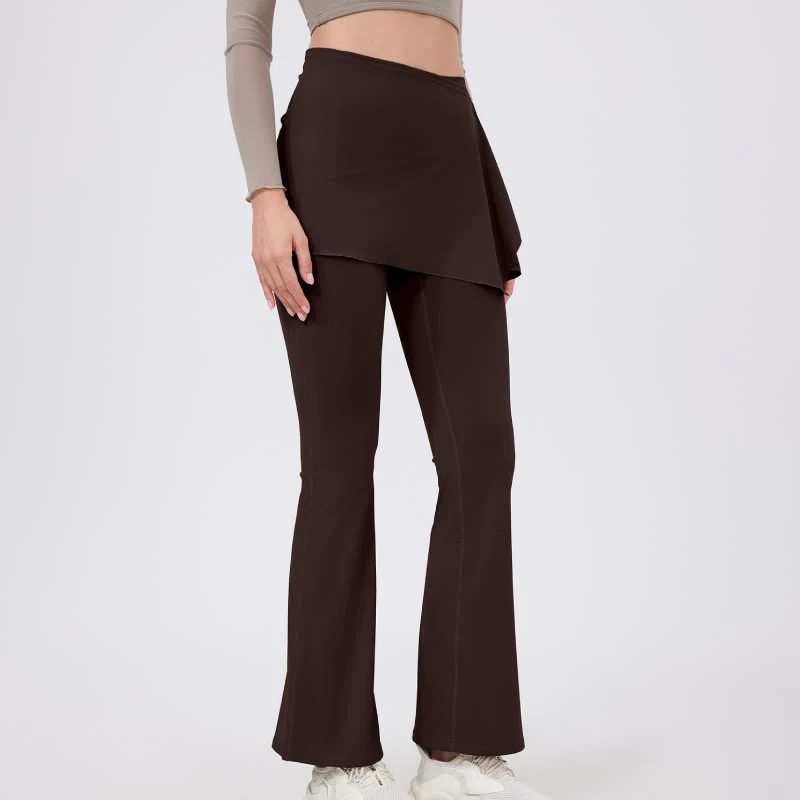 Olivenorma – Leggings mit weitem Bein und ausgestelltem Bein, 2-teiliges Set mit Hüftbedeckung und Yogahose