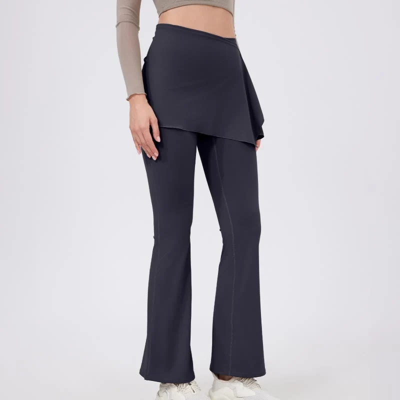 Olivenorma – Leggings mit weitem Bein und ausgestelltem Bein, 2-teiliges Set mit Hüftbedeckung und Yogahose