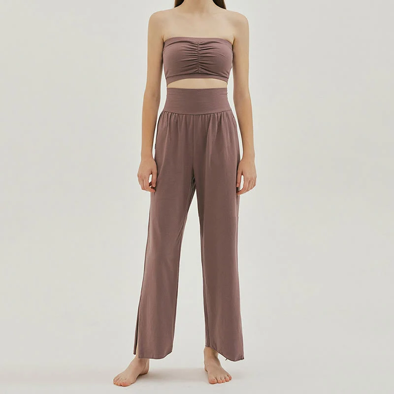 Olivenormafor Jogginghose mit hoher Taille und lockerer Passform, Yogahose mit weitem Bein