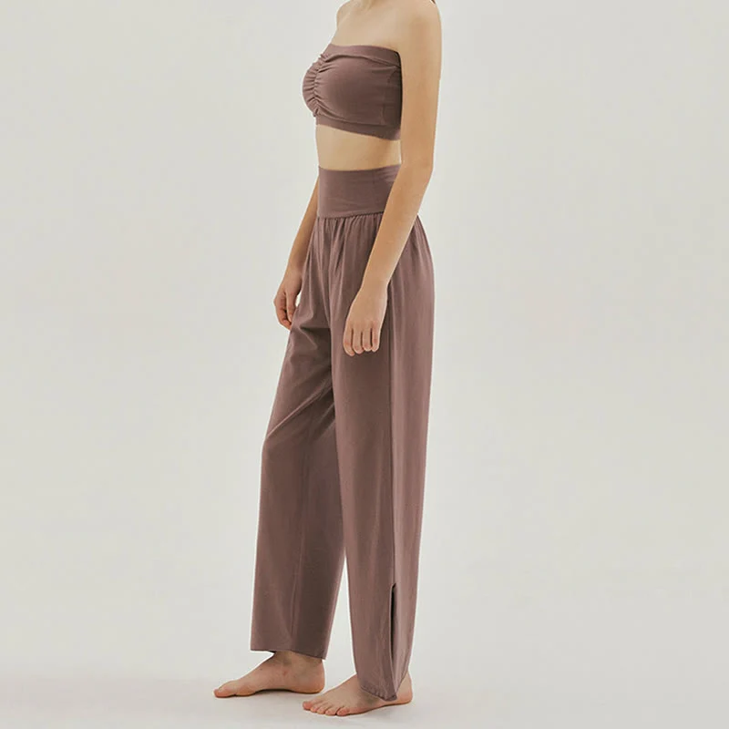 Olivenormafor Jogginghose mit hoher Taille und lockerer Passform, Yogahose mit weitem Bein