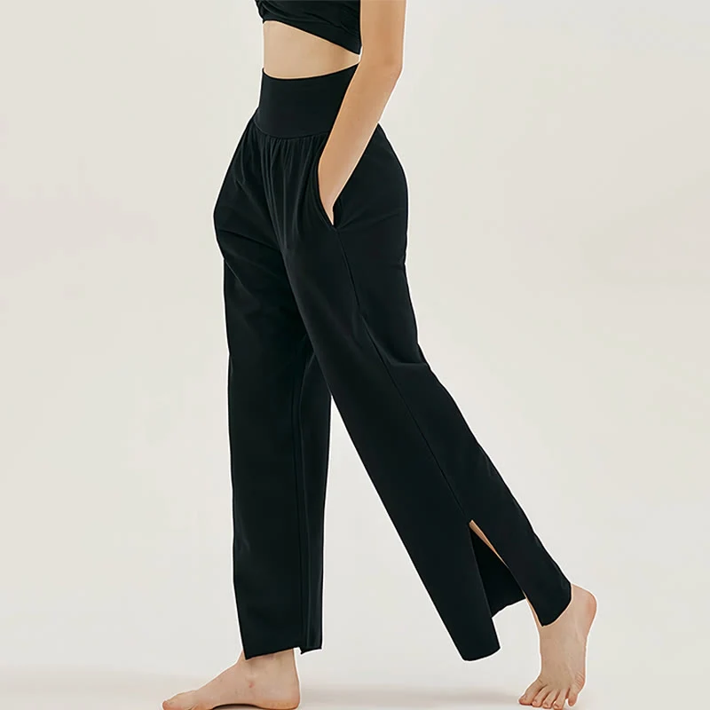 Olivenormafor Jogginghose mit hoher Taille und lockerer Passform, Yogahose mit weitem Bein