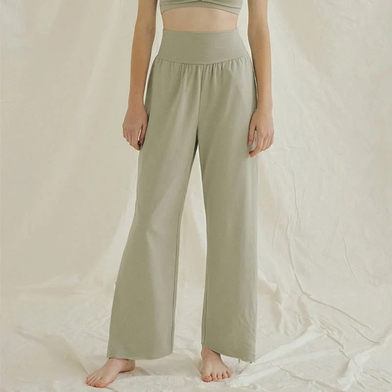 Olivenormafor Jogginghose mit hoher Taille und lockerer Passform, Yogahose mit weitem Bein