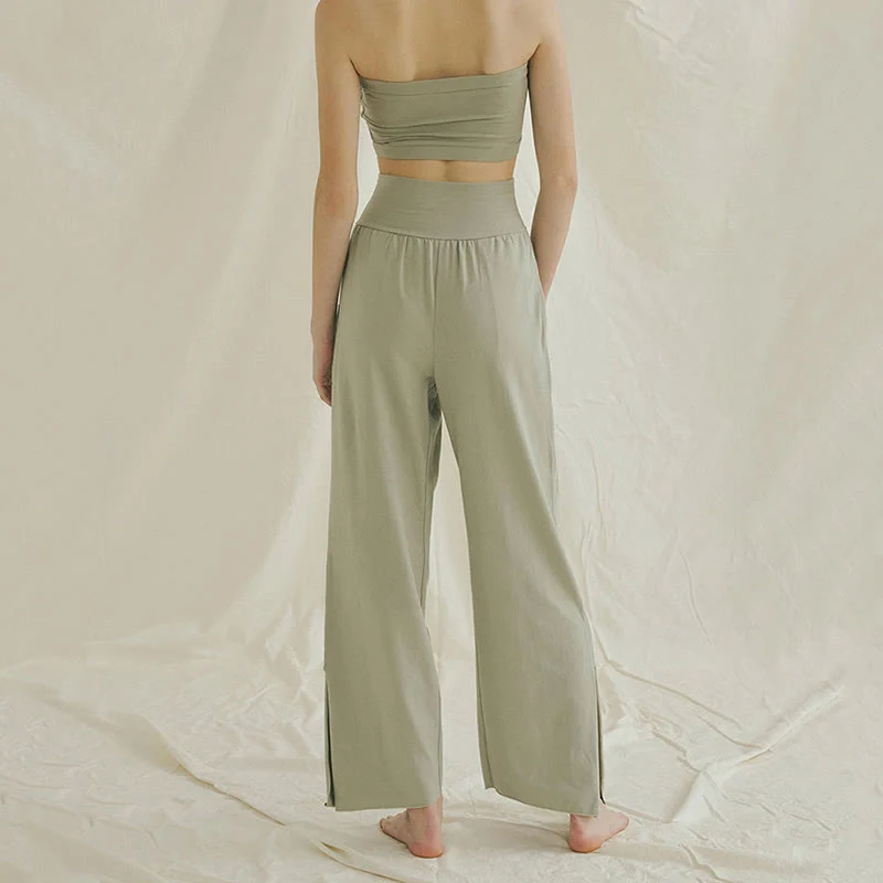 Olivenormafor Jogginghose mit hoher Taille und lockerer Passform, Yogahose mit weitem Bein