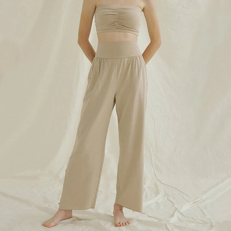 Olivenormafor Jogginghose mit hoher Taille und lockerer Passform, Yogahose mit weitem Bein