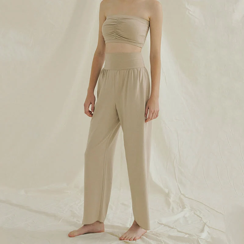 Olivenormafor Jogginghose mit hoher Taille und lockerer Passform, Yogahose mit weitem Bein