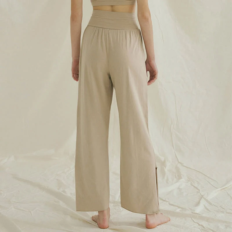 Olivenormafor Jogginghose mit hoher Taille und lockerer Passform, Yogahose mit weitem Bein