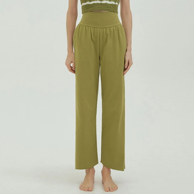 Olivenormafor Jogginghose mit hoher Taille und lockerer Passform, Yogahose mit weitem Bein