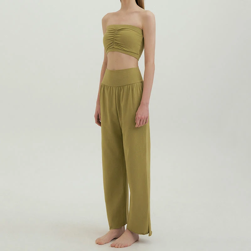 Olivenormafor Jogginghose mit hoher Taille und lockerer Passform, Yogahose mit weitem Bein
