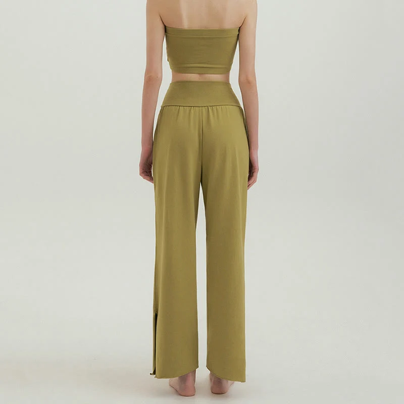 Olivenormafor Jogginghose mit hoher Taille und lockerer Passform, Yogahose mit weitem Bein