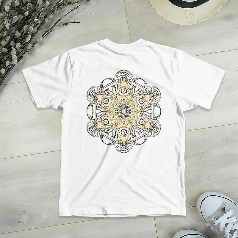 Olivenorma Metatrons Würfel, doppelseitig bedrucktes geometrisches T-Shirt mit V-Ausschnitt