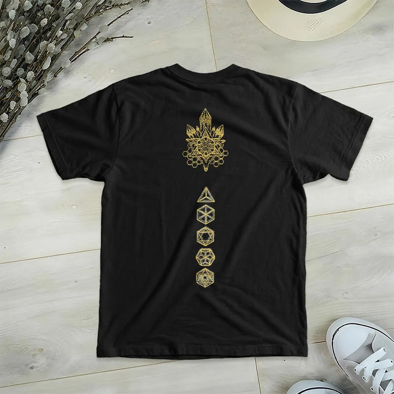 Olivenorma Soft Graphic Tee Metatrons Würfel V-Ausschnitt Spirituelle T-Shirts