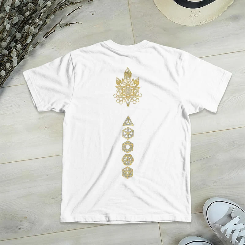 Olivenorma Soft Graphic Tee Metatrons Würfel V-Ausschnitt Spirituelle T-Shirts