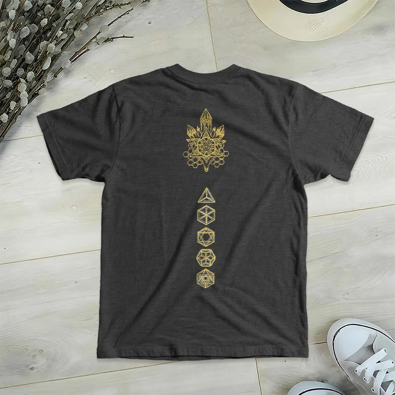 Olivenorma Soft Graphic Tee Metatrons Würfel V-Ausschnitt Spirituelle T-Shirts