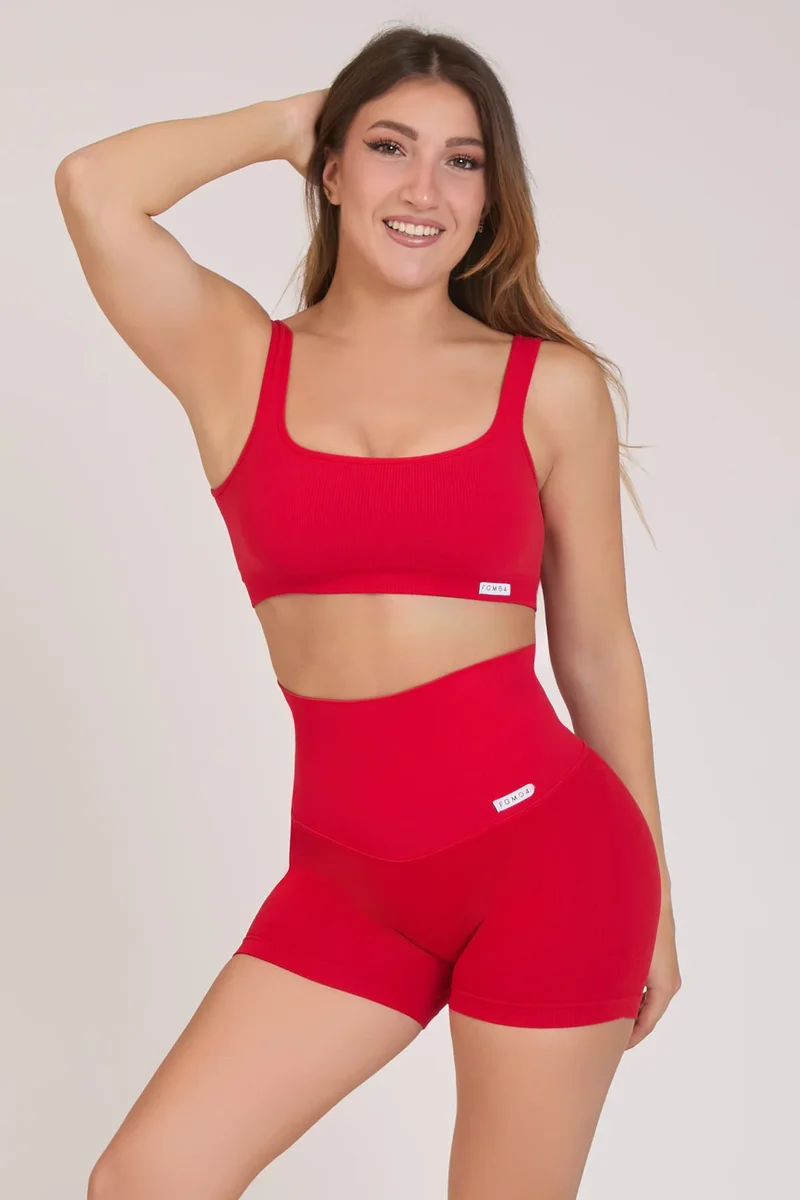 Top Calipso Rosso Lampone Costine