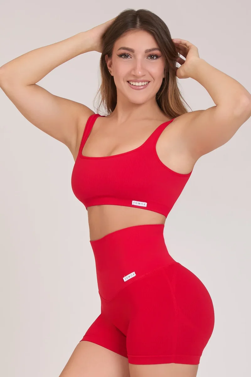 Top Calipso Rosso Lampone Costine