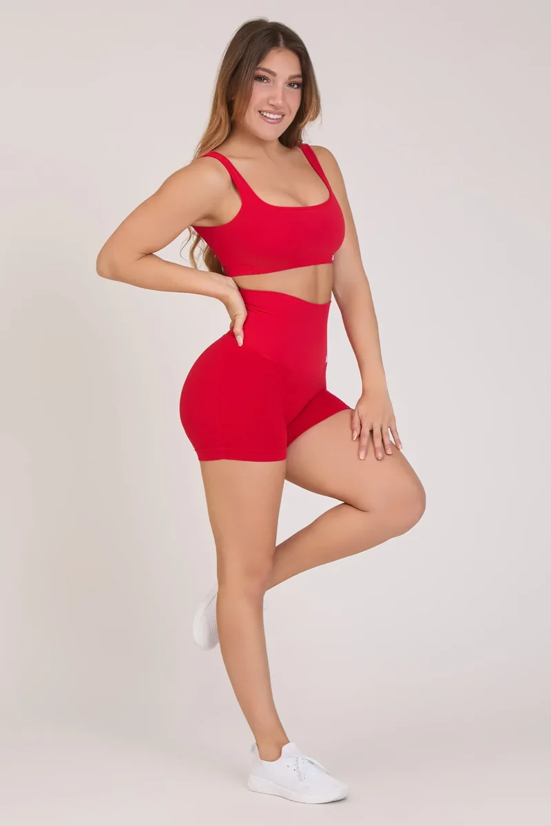 Top Calipso Rosso Lampone Costine