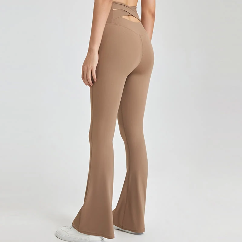 Olivenorma Damen-Workout-Leggings mit ausgestelltem Bein und hoher Taille
