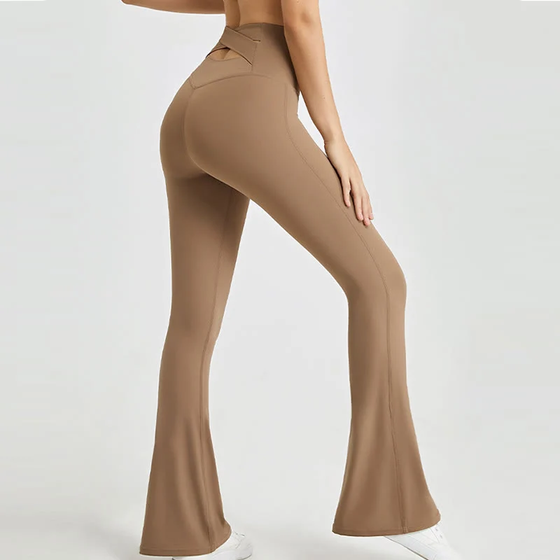 Olivenorma Damen-Workout-Leggings mit ausgestelltem Bein und hoher Taille