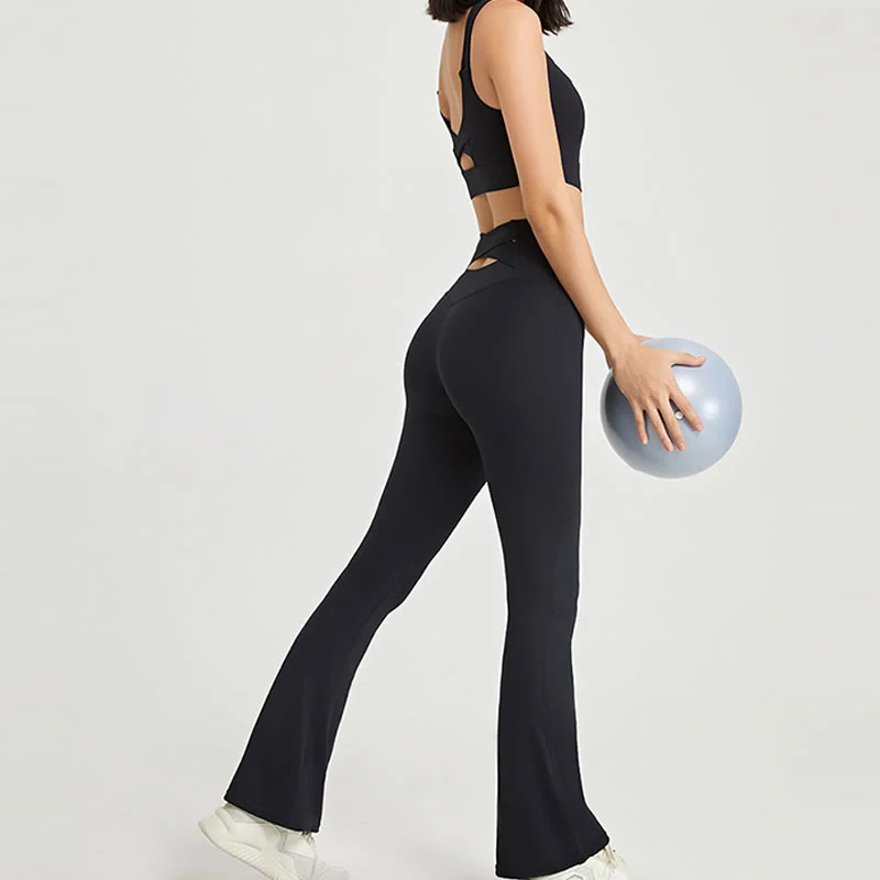 Olivenorma Damen-Workout-Leggings mit ausgestelltem Bein und hoher Taille
