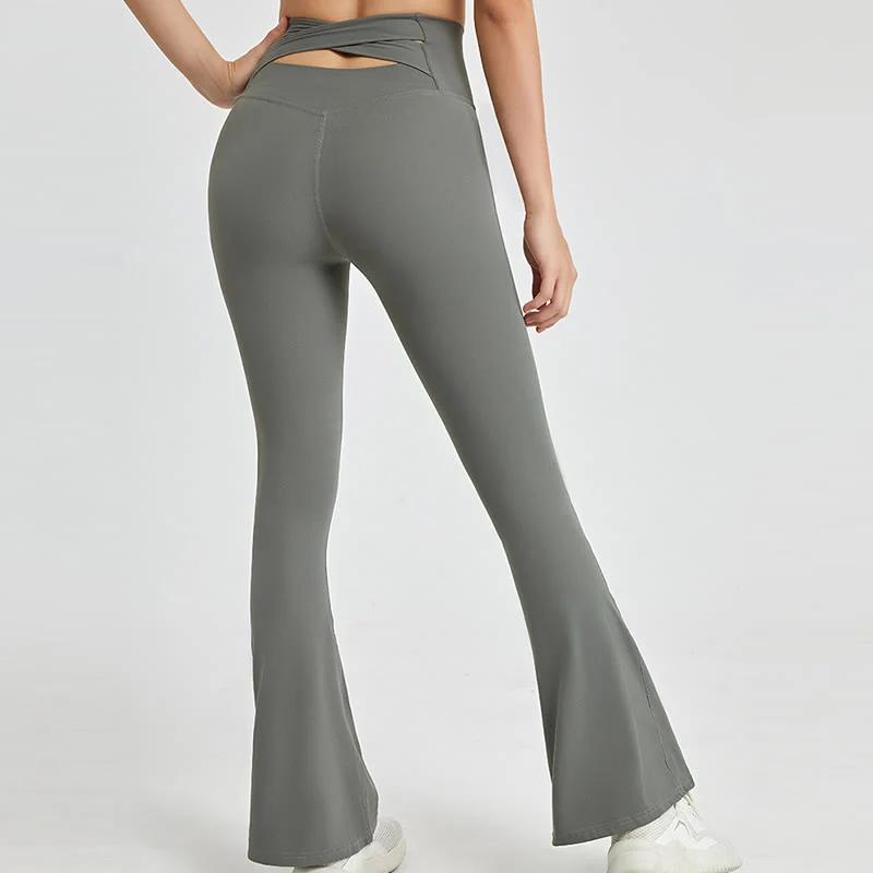 Olivenorma Damen-Workout-Leggings mit ausgestelltem Bein und hoher Taille