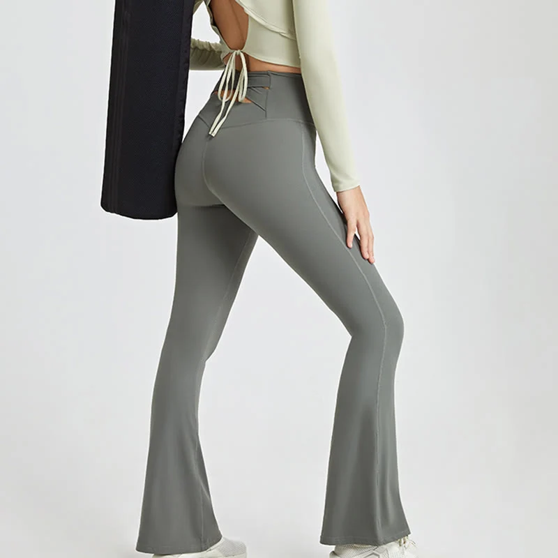 Olivenorma Damen-Workout-Leggings mit ausgestelltem Bein und hoher Taille