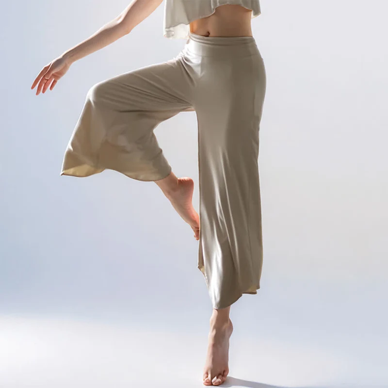 Olivenorma Einfarbige hoch taillierte Damen-Yogahose mit ausgestelltem Bein