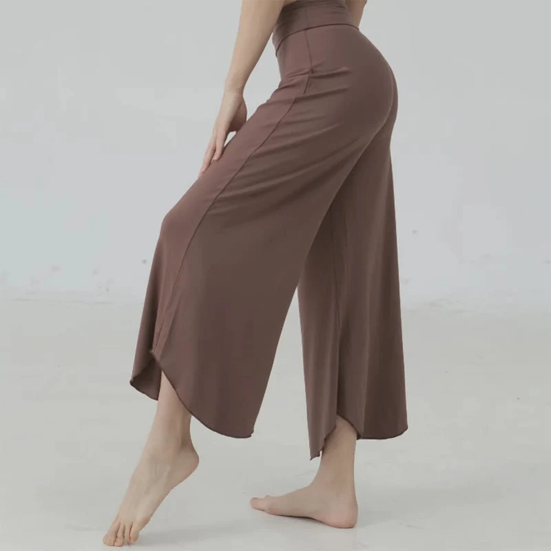 Olivenorma Einfarbige hoch taillierte Damen-Yogahose mit ausgestelltem Bein