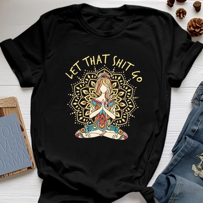 Olivenorma Yoga-Meditation-Sitz-T-Shirt "Let That Shit Go"