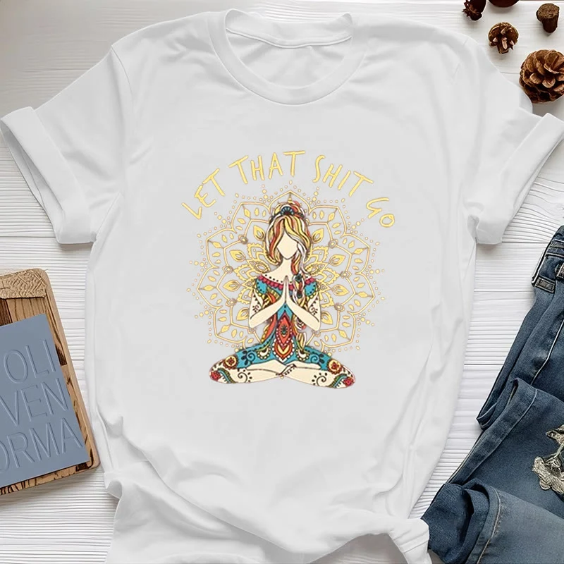 Olivenorma Yoga-Meditation-Sitz-T-Shirt "Let That Shit Go"