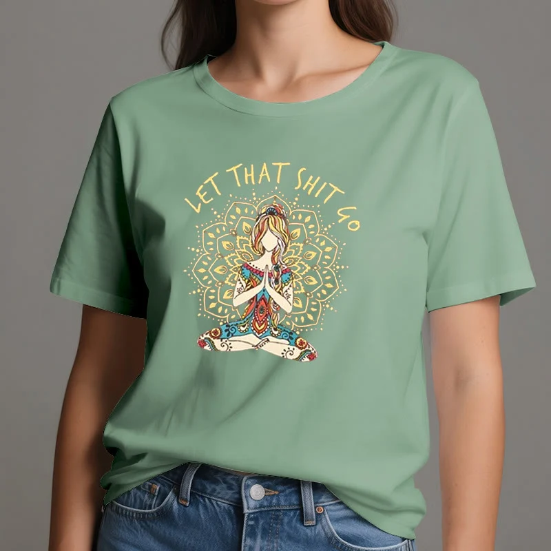 Olivenorma Yoga-Meditation-Sitz-T-Shirt "Let That Shit Go"