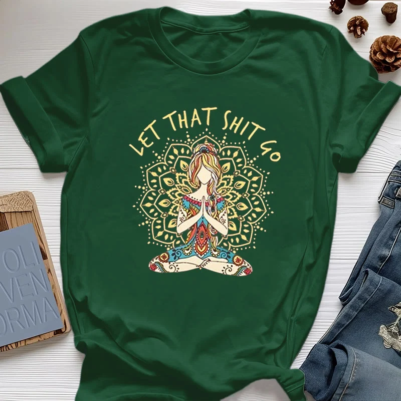 Olivenorma Yoga-Meditation-Sitz-T-Shirt "Let That Shit Go"
