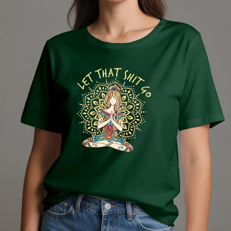 Olivenorma Yoga-Meditation-Sitz-T-Shirt "Let That Shit Go"