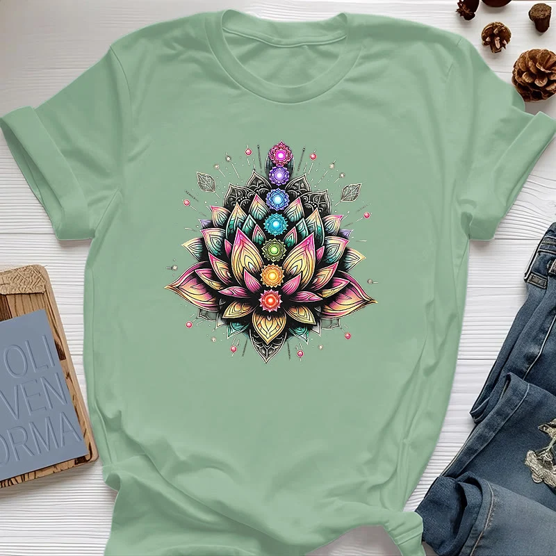 Olivenorma Chakra Lotusblume Yoga Meditation T-Shirt