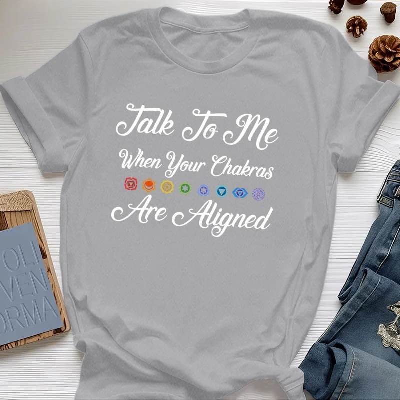 Olivenorma Yoga-T-Shirt „Sprich mit mir, wenn deine Chakren ausgerichtet sind“