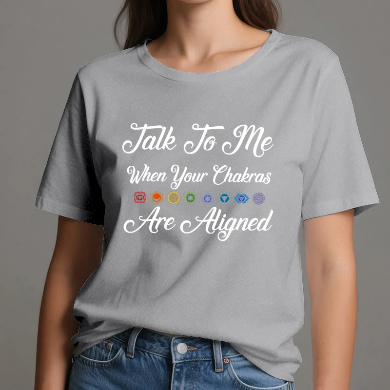 Olivenorma Yoga-T-Shirt „Sprich mit mir, wenn deine Chakren ausgerichtet sind“