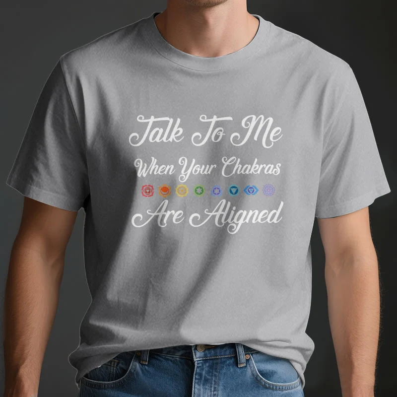 Olivenorma Yoga-T-Shirt „Sprich mit mir, wenn deine Chakren ausgerichtet sind“