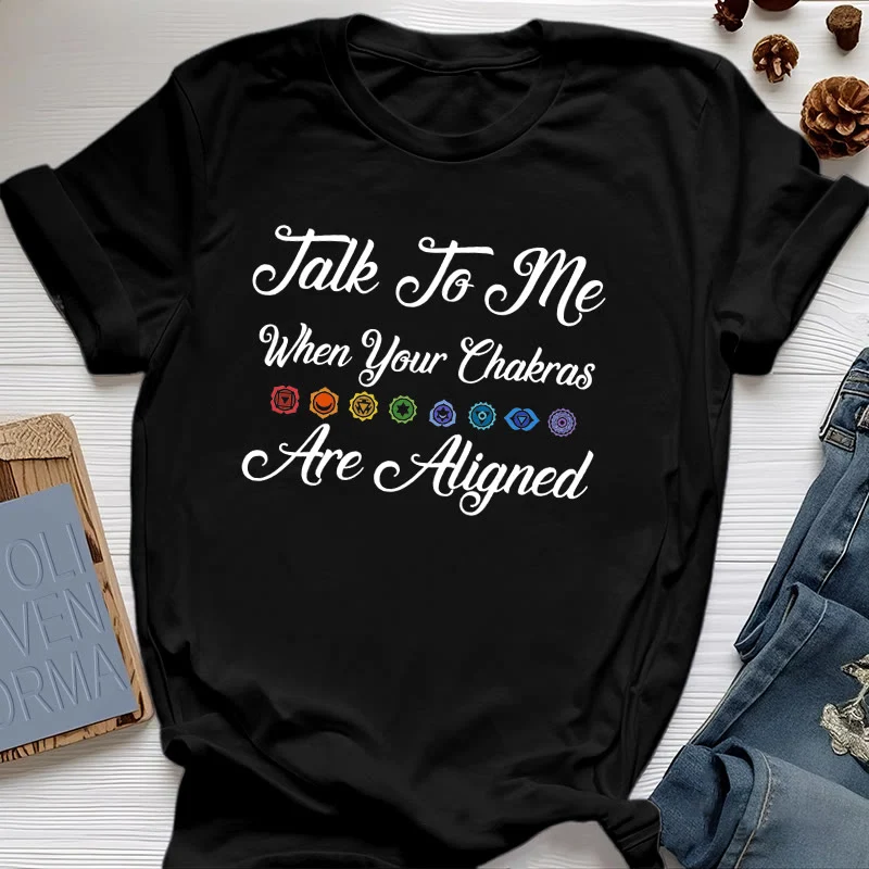 Olivenorma Yoga-T-Shirt „Sprich mit mir, wenn deine Chakren ausgerichtet sind“